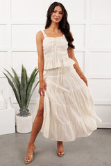 Free Falling Tiered Maxi Skirt (Dove)