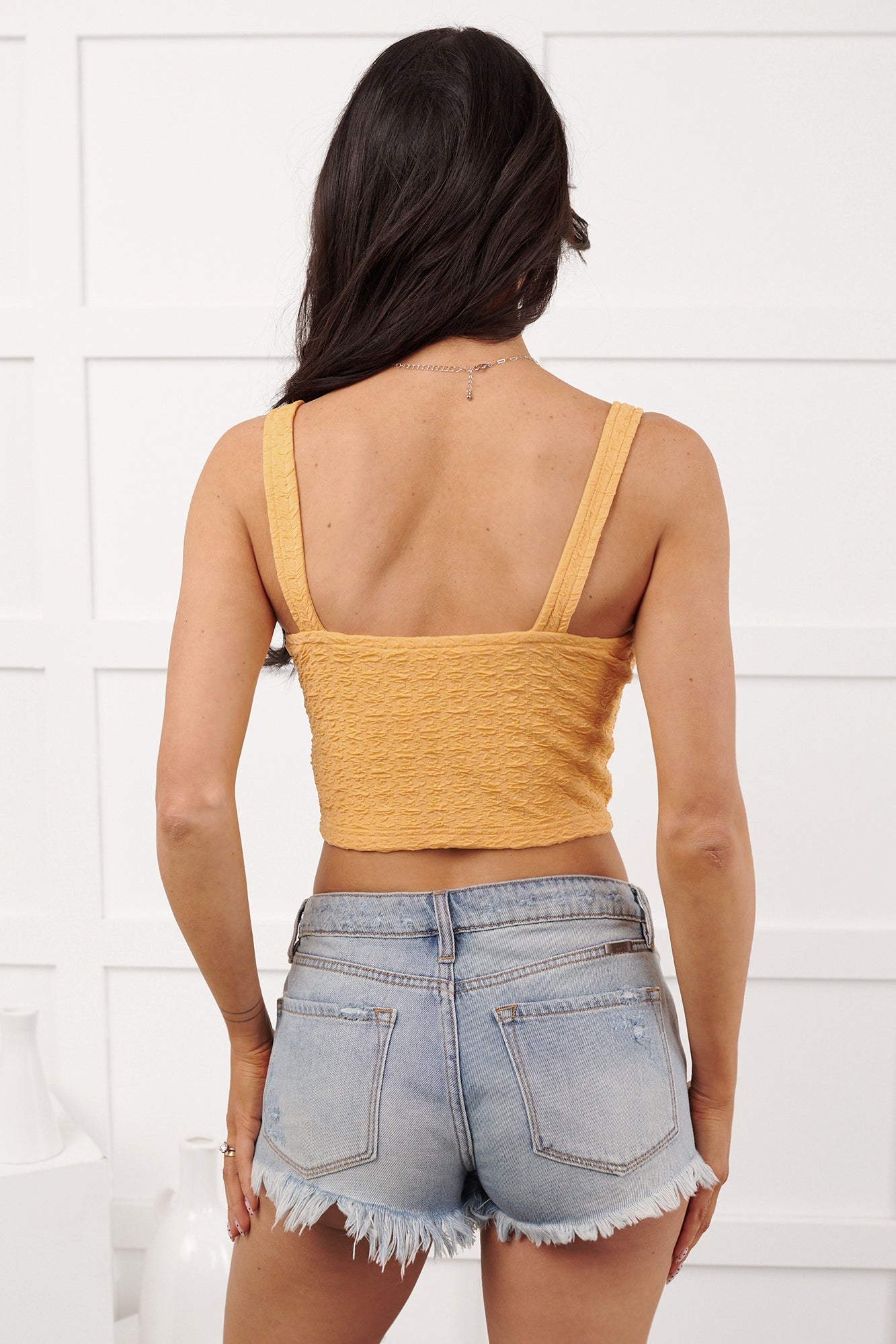 Irresistibly Me Textured Corset Top (Marigold)