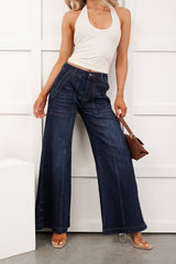 Ellory High Rise Saige Tummy Control Wide Leg Jeans (Dark)