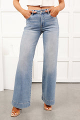Wrigley Hidden Premium Mid Rise Star Detail Comfort Flare Jeans (Light)