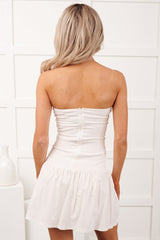 Threads Of Fate Strapless Mini Dress (Off White)