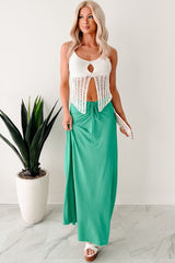 For My Darling Ruched Front Maxi Skirt (Green)