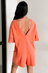 Bright As A Comet V Back Short Sleeve Romper (Tomato)