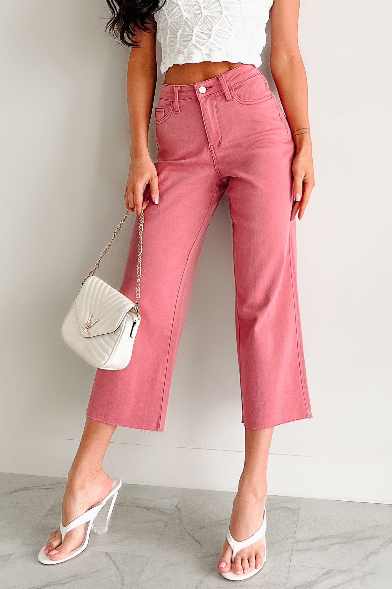 Victoria Crop Wide Leg Judy Blue Jeans (Rose)