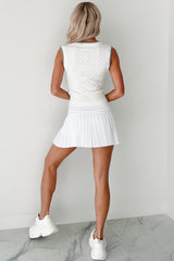Sipping On Tea Cable Knit Vest (Cream/Grey)