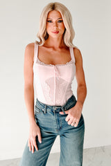Totally Hooked Sleeveless Lace Bodysuit (Pale Rose)