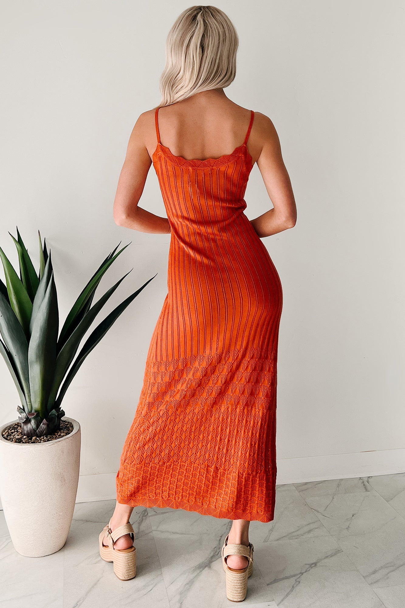 Flowy Dreams Sleeveless Crochet Maxi Dress (Burnt Orange)