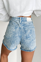 Christine Mid Rise Judy Blue Garment Dyed Shorts (Cyan)