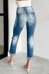 Sullivan High Rise Cuffed Slim Straight Kancan Jeans (Medium)