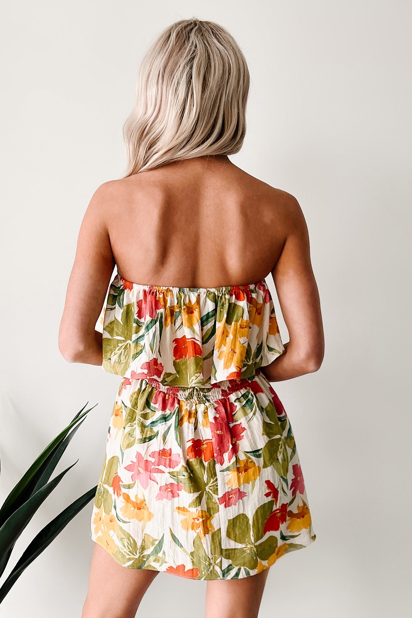 Soft Breezes Strapless Floral Romper Dress (Cream/Multi)
