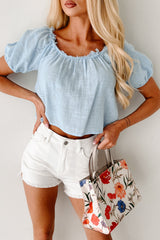 Heart In The Clouds Puff Sleeve Top (Sky)