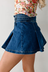 Cool, Calm & Collected Belted Denim Mini Skirt (Blue)