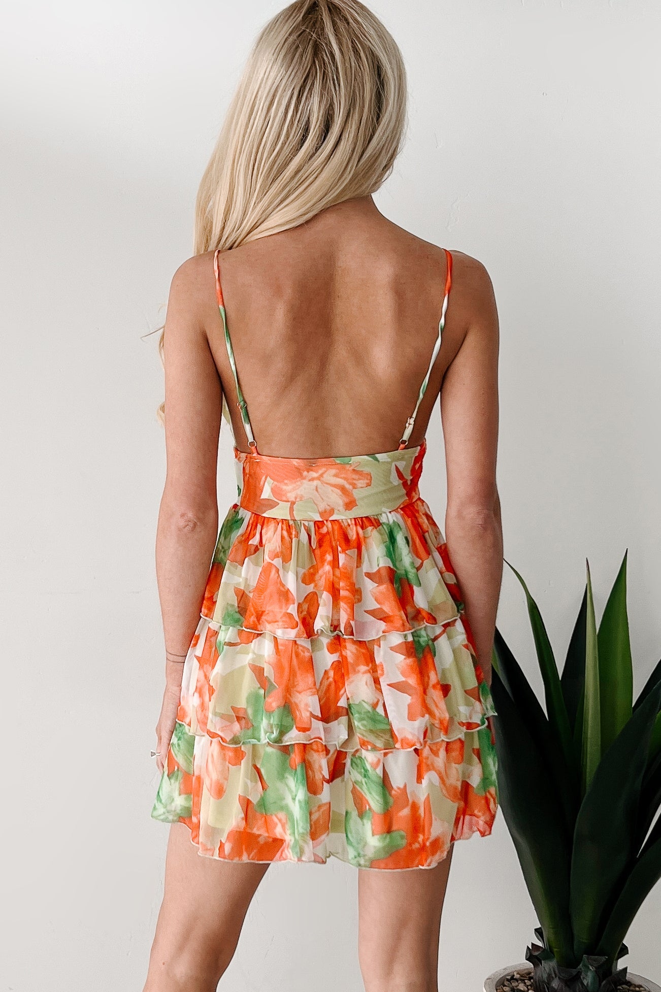 Travel & Explore Floral Ruffle Mini Dress (Orange)