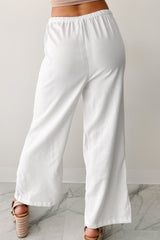 Morning Glow Linen Drawstring Pants (White)