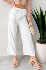 Morning Glow Linen Drawstring Pants (White)