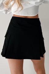 Focused and Fierce Pleated Cargo Mini Skort (Black)