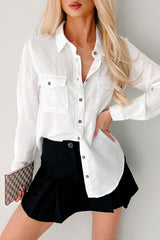 Nothing Fancy Long Sleeve Buttoned Top (White)