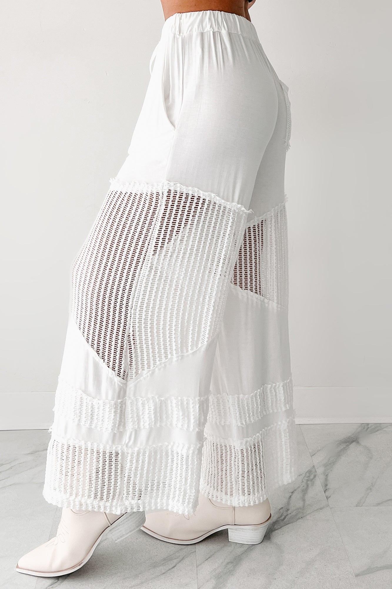 Barefoot Freedom POL Crochet Wide Leg Pants (White)
