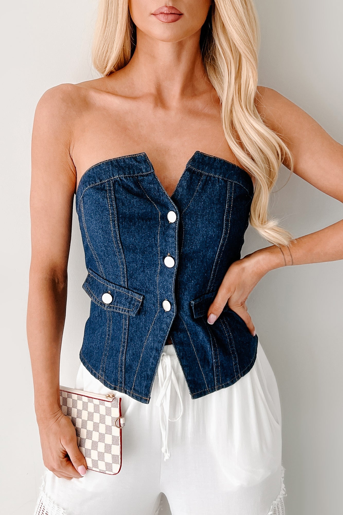 Radiate Strength Strapless Denim Top (Dark)