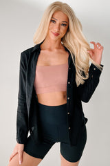Timeless Appeal Linen Button-Up Top (Black)