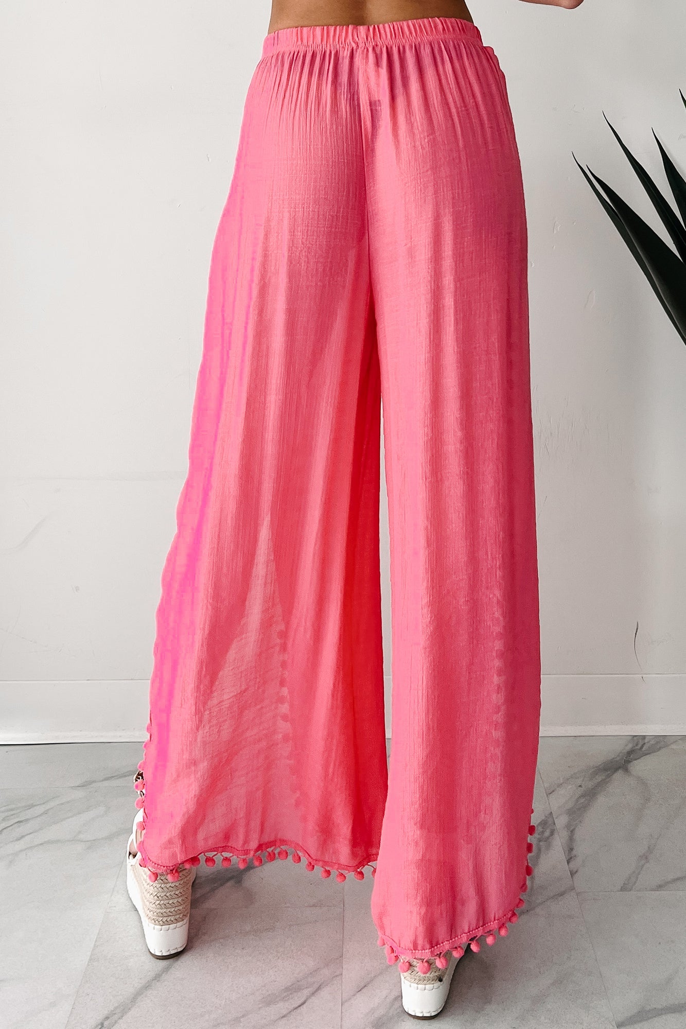 Summer Kisses Flowy Tulip Hem Pants (Hot Pink)
