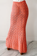 Tropical Trails Crochet Maxi Skirt (Coral)