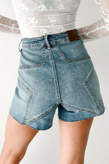 Tatyana High Rise Star Stitch Judy Blue Denim Shorts (Medium)