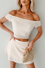 Garden Romance Lace Crop Top & Skirt Set (Natural)