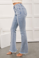 Winston High Rise Light Wash Raw Hem Flare Jeans (Excel)