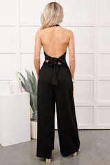 Sweet Like Spring Halter Neck Jumpsuit (Black)