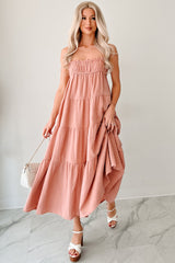 Twilight Glow Sleeveless Tiered Maxi Dress (Clay)