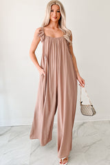 Elegance In Motion Sleeveless Flowy Jumpsuit (Mocha)