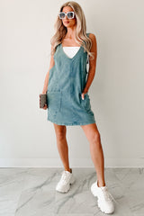 Living Steady Denim Overall Dress (Teal)