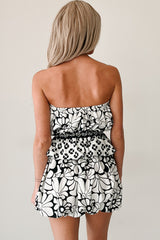 Chic Allure Floral Bubble Hem Set (White/Black)