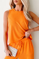 Still As The Stars Two-Piece Ribbed Tank & Pant Set (Orange)