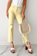 Denzel Straight Leg Distressed Risen Jeans (Yellow)