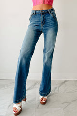 Liora High Rise Wide Leg Indigo Reign Jeans (Medium Blue)