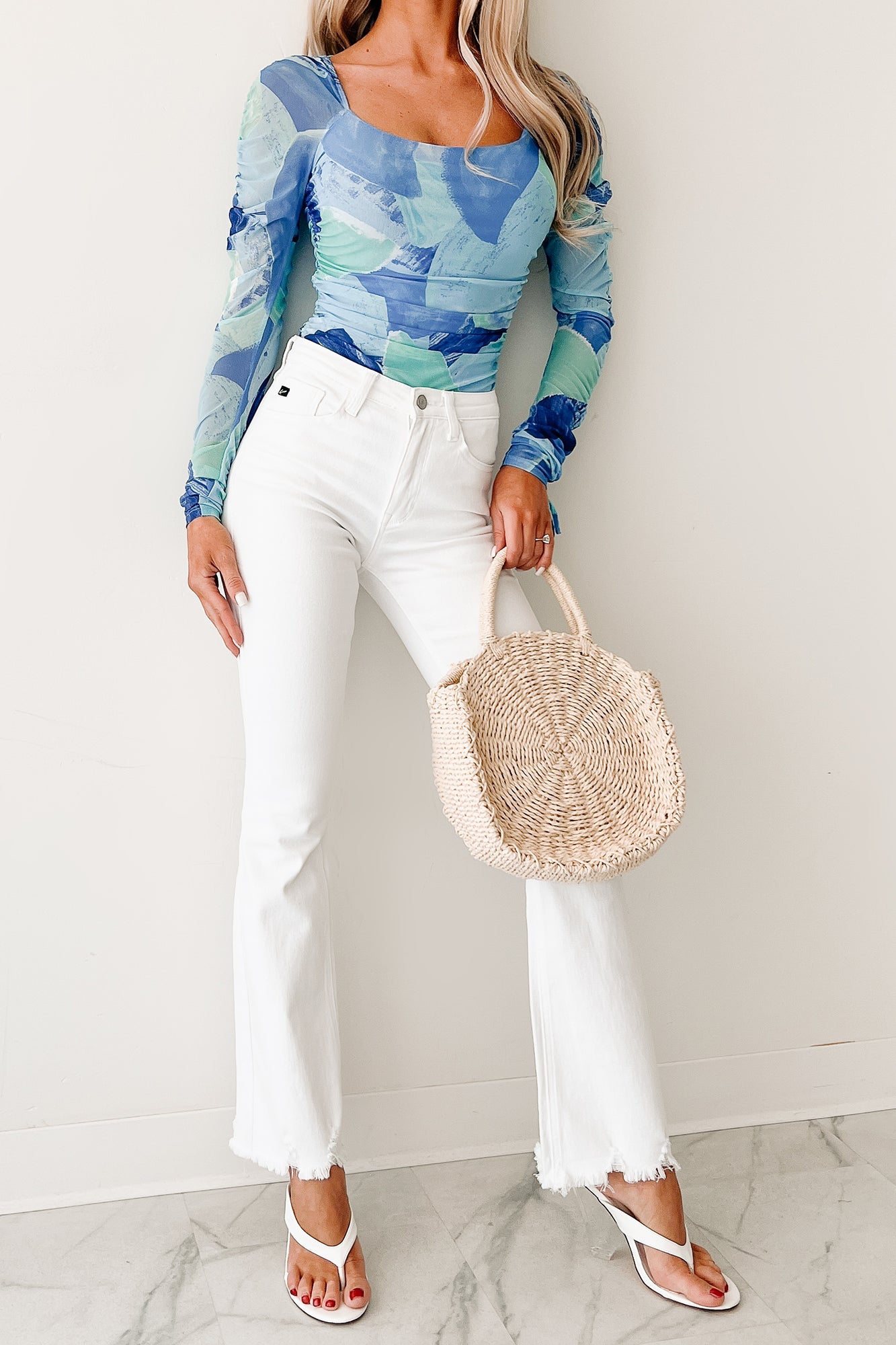 Brianca High Rise Kancan Bootcut Jeans (White)