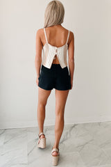 Electric Attraction Striped Crochet Tank Top (Taupe)