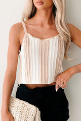 Electric Attraction Striped Crochet Tank Top (Taupe)