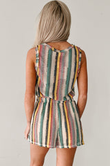 Boho Babe Sleeveless Stripe Romper (Natural Mix)