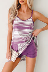 Winks Included Striped Romper Dress (Purple)
