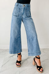 Saylor High Rise Wide Crop Jeans (Dark)