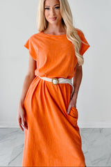 Sundays In Bed Sleeveless Midi Dress (Orange)