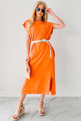 Sundays In Bed Sleeveless Midi Dress (Orange)