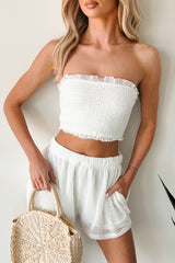 Cuddling Close Smocked Crochet Two Piece Set (White)
