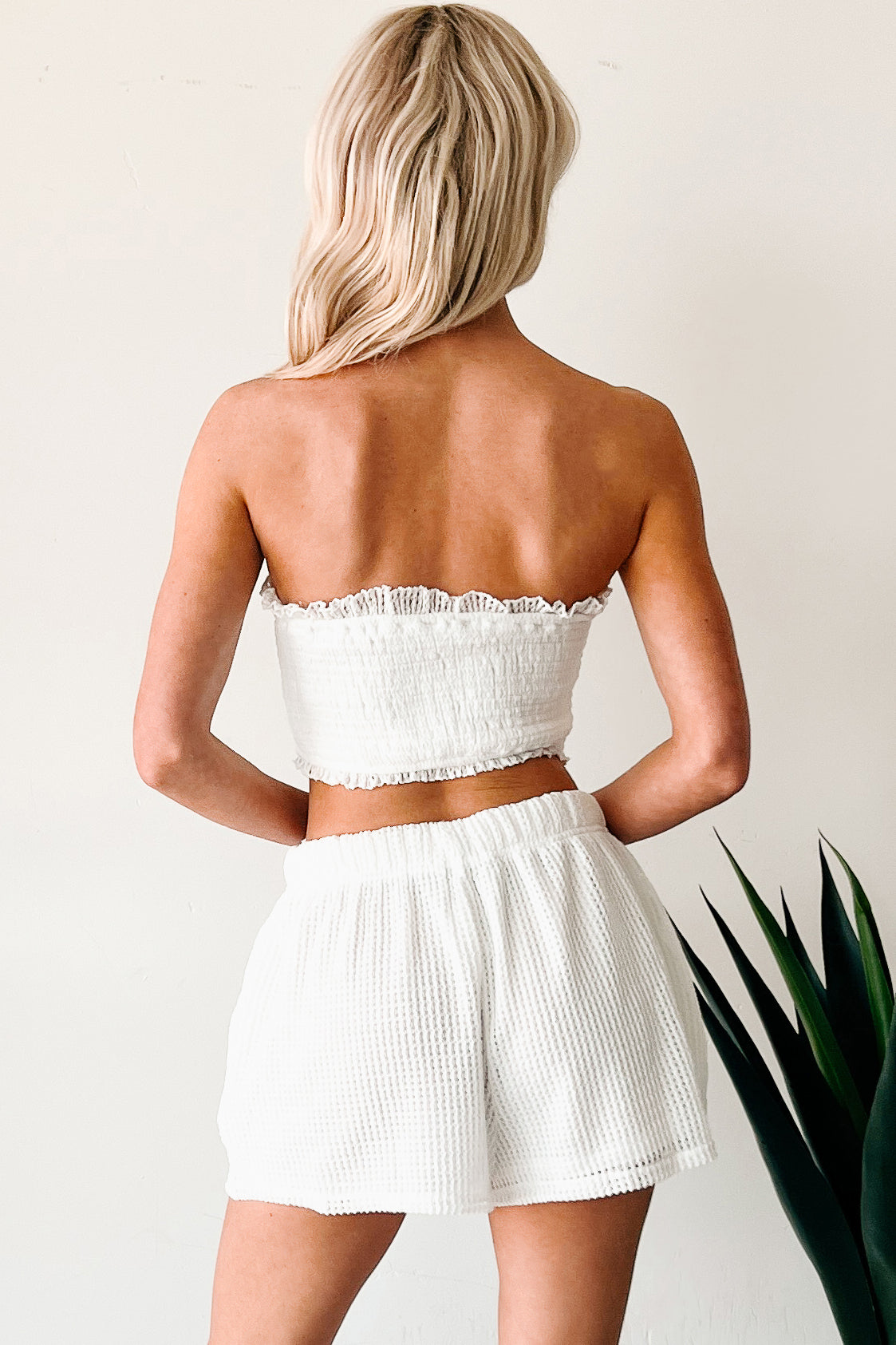 Cuddling Close Smocked Crochet Two Piece Set (White)