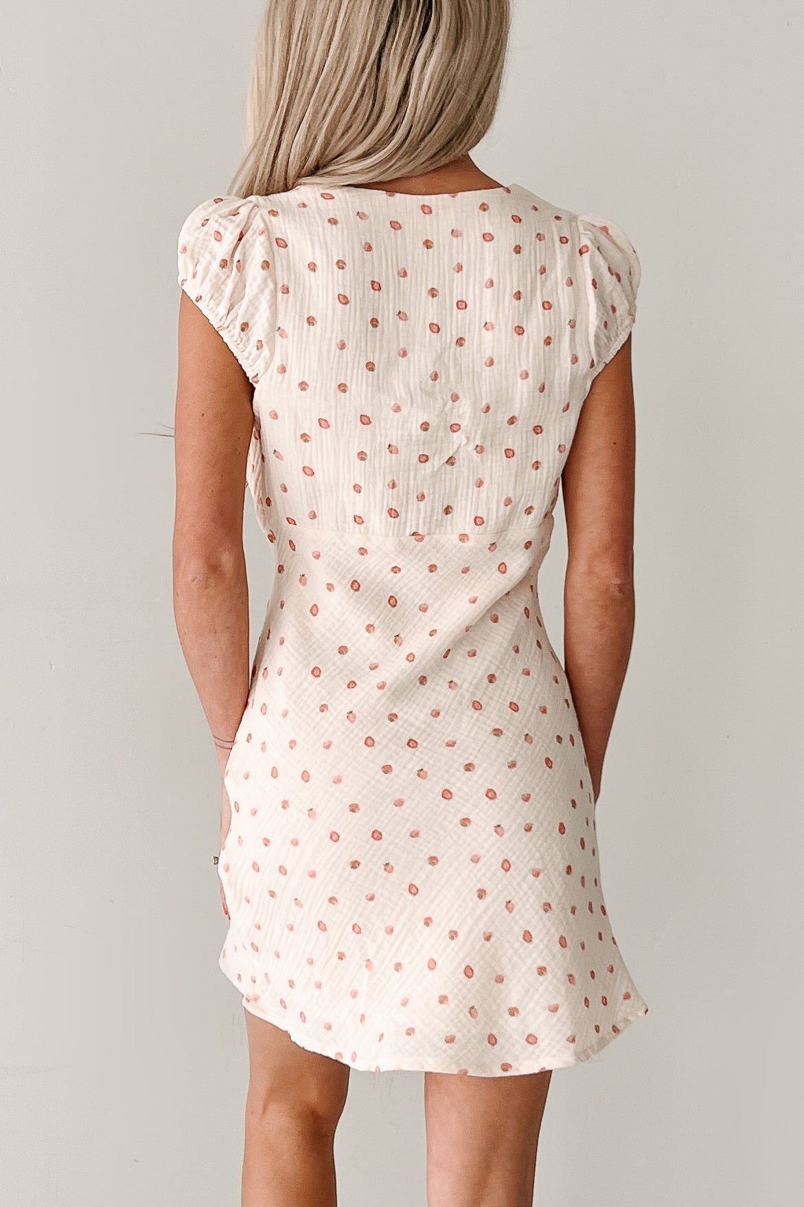 Moodboard Life Strawberry Mini Dress (Cream)
