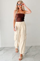 Cozy Corner Ribbed Strapless Fold Over Top (Chestnut)