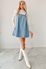 Day By Day Sleeveless Babydoll Mini Dress (Denim)